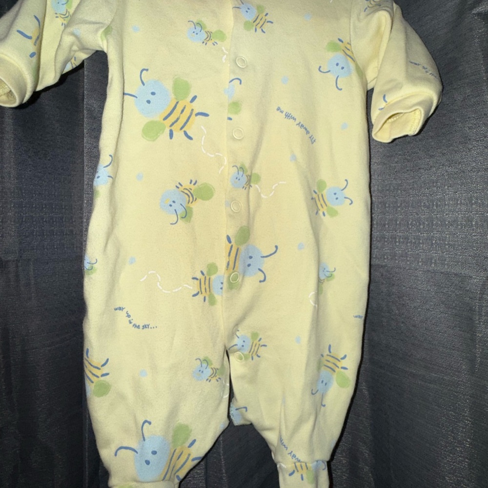 Carter's Yellow Bee Print Footie-VINTAGE